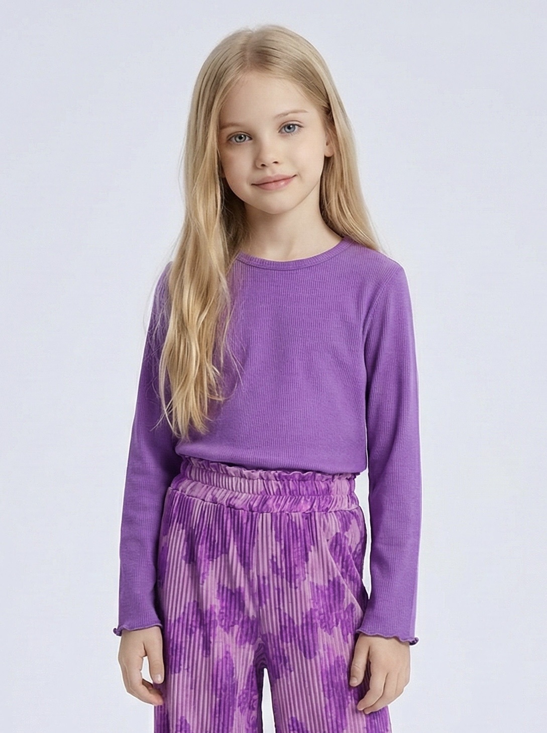 Colette set, Fijne rib · Paars